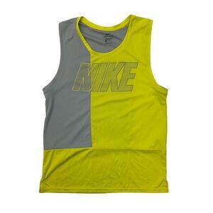 Nike Breathe Tank Top Mens M Medium Yellow Colorblock Standard Fit DriFit Shirt